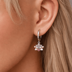 Aros Argolla Flor de Loto Plata Ley 925  