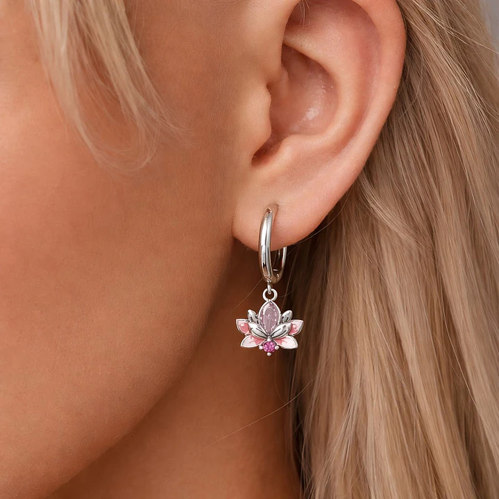 Aros Argolla Flor de Loto Plata Ley 925   2