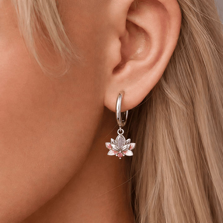 Aros Argolla Flor de Loto Plata Ley 925   2