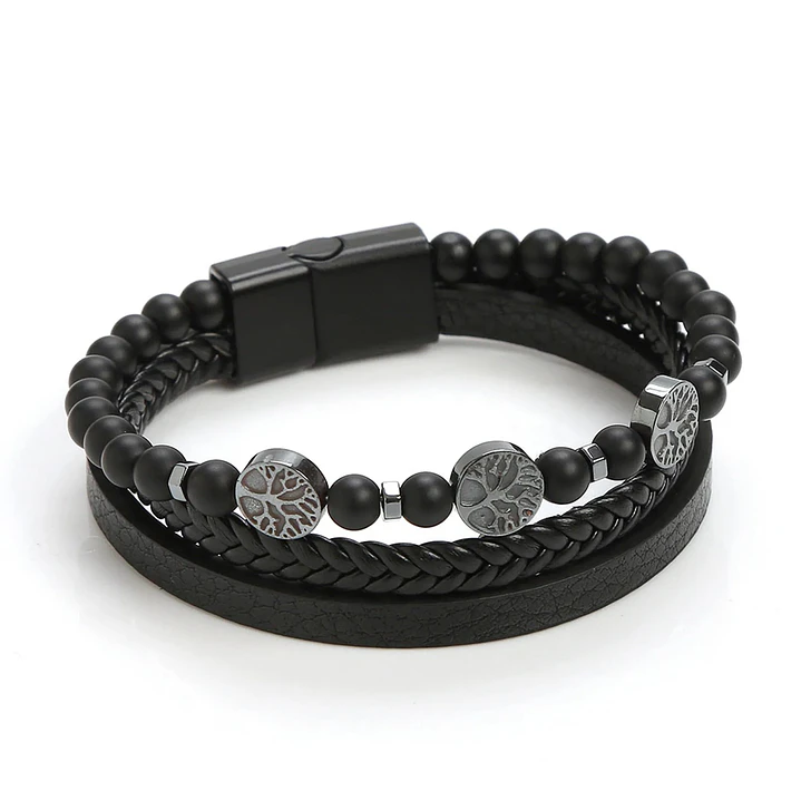 Pulsera Cuero Hombre Árbol de la Vida Moderno 1