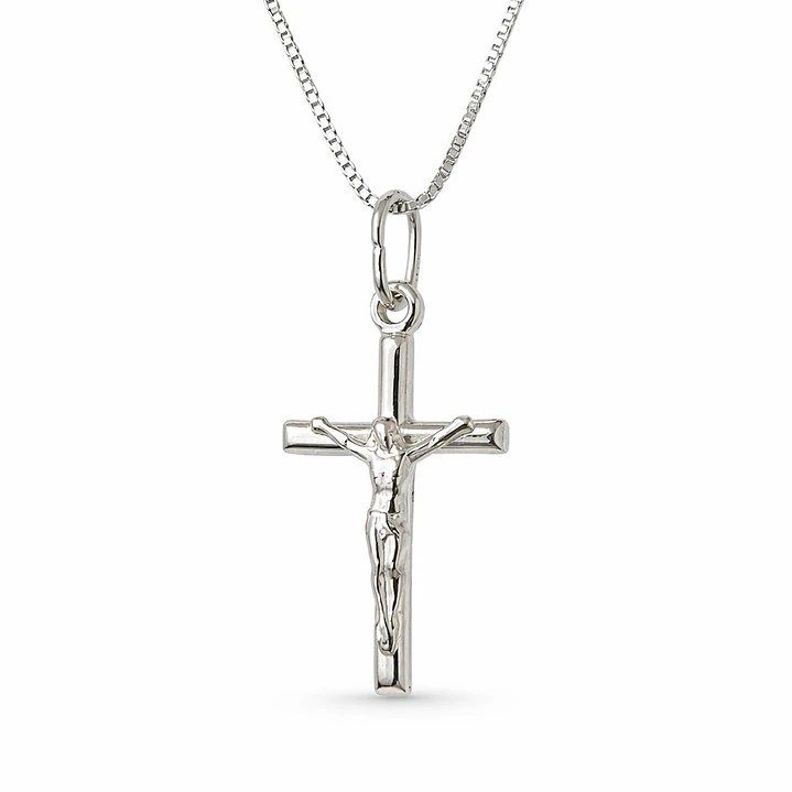 Collar Crucifijo Jesús Cruz en Plata 925  1