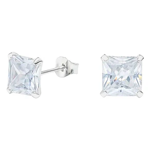 Aros Circón 8x8 mm Unisex Plata Ley 925  