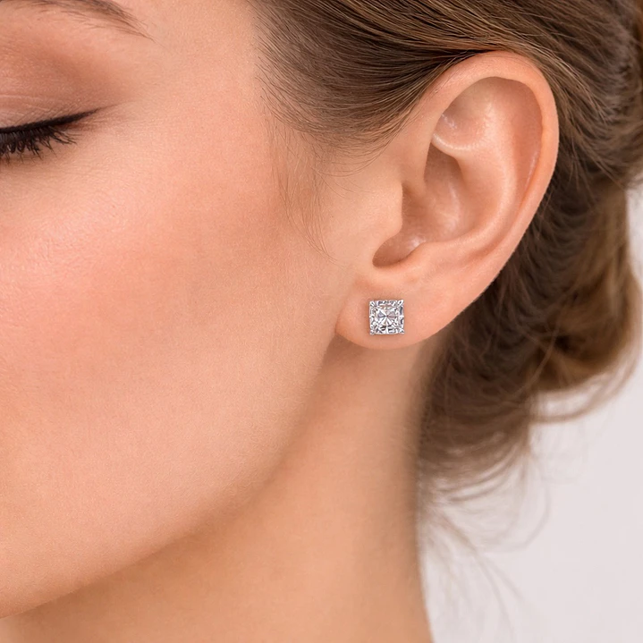 Aros Circón 8x8 mm Unisex Plata Ley 925   3