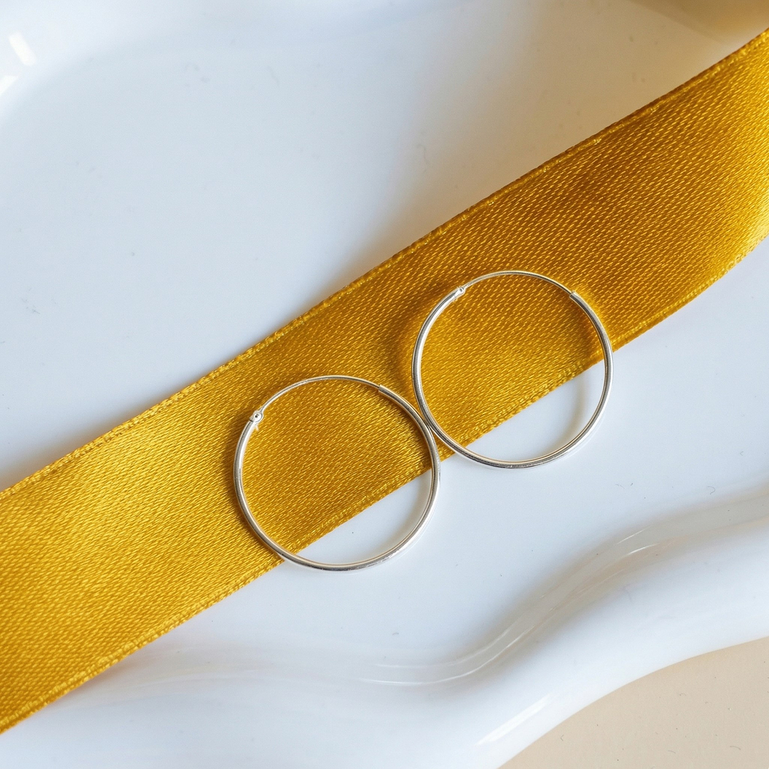 Aros Argolla Lisa 25mm Plata Ley 925   2