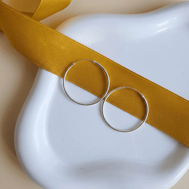 Aros Argolla Lisa 30mm Plata Ley 925   2