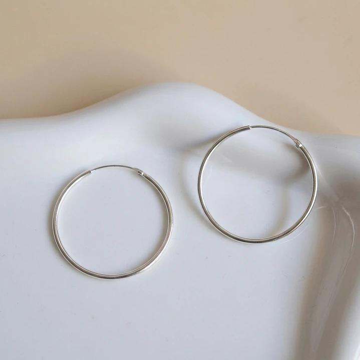 Aros Argolla Lisa 30mm Plata Ley 925   3