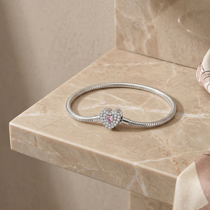Pulsera Charm Corazón Circón Plata 925 3