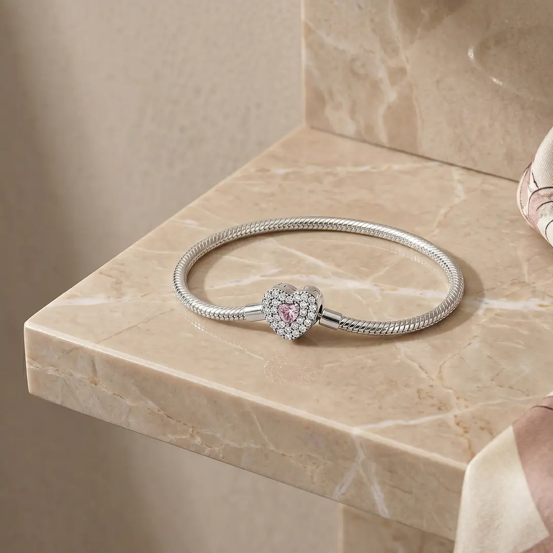 Pulsera Charm Corazón Circón Plata 925 3