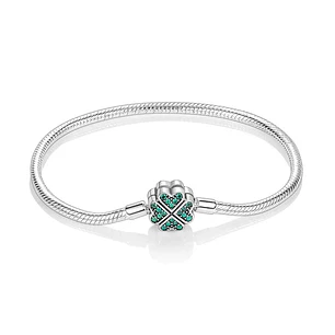 Pulsera Charm Trébol 4 Hojas Plata 925