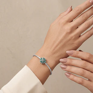 Pulsera Charm Trébol 4 Hojas Plata 925