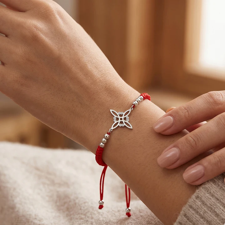 Pulsera Roja Tejida Nudo de Bruja Unisex  2