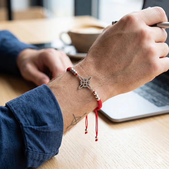 Pulsera Roja Tejida Nudo de Bruja Unisex  3