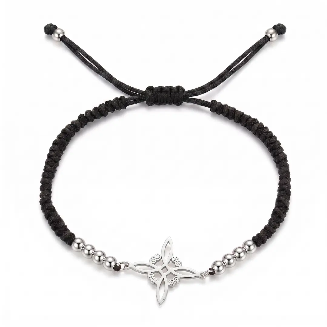 Pulsera Tejida Nudo de Bruja Unisex Negra  1