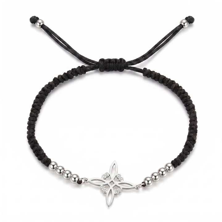 Pulsera Tejida Nudo de Bruja Unisex Negra  1