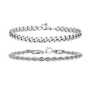 Pack 2 Pulsera Hombre Turbillon + Cubana Acero Inoxidable