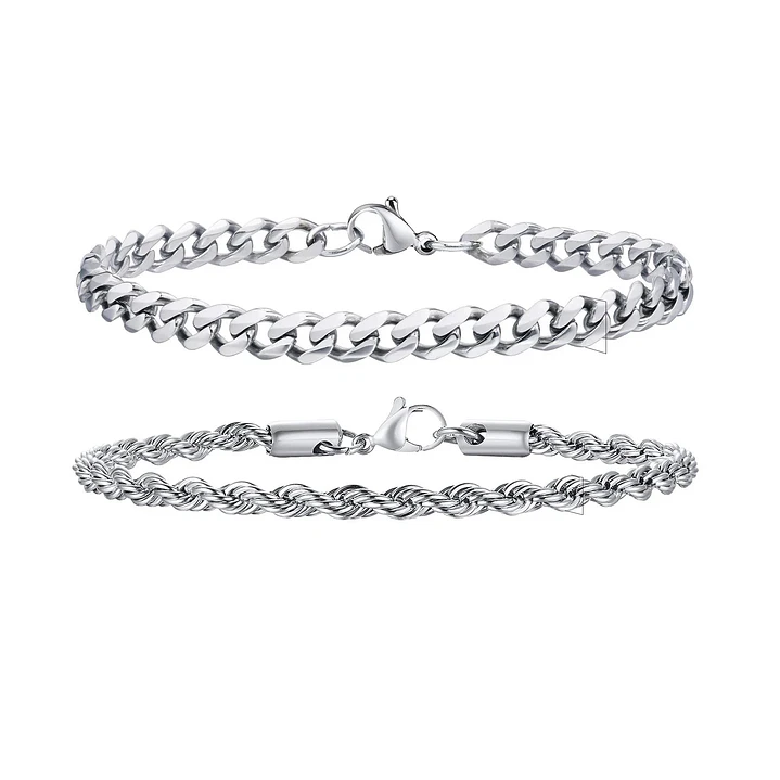 Pack 2 Pulsera Hombre Turbillon + Cubana Acero Inoxidable 1