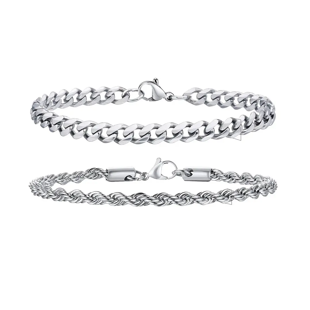 Pack 2 Pulsera Hombre Turbillon + Cubana Acero Inoxidable 1