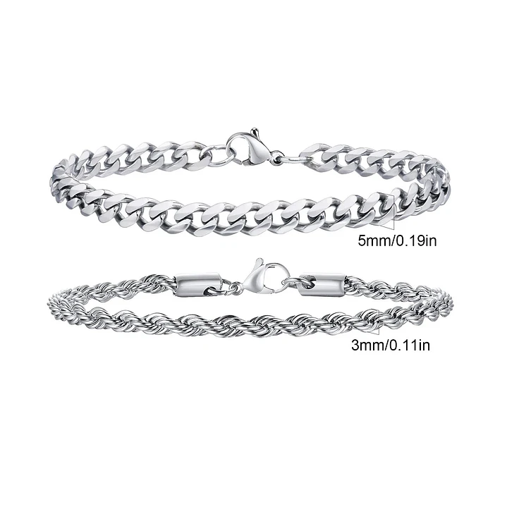 Pack 2 Pulsera Hombre Turbillon + Cubana Acero Inoxidable 3