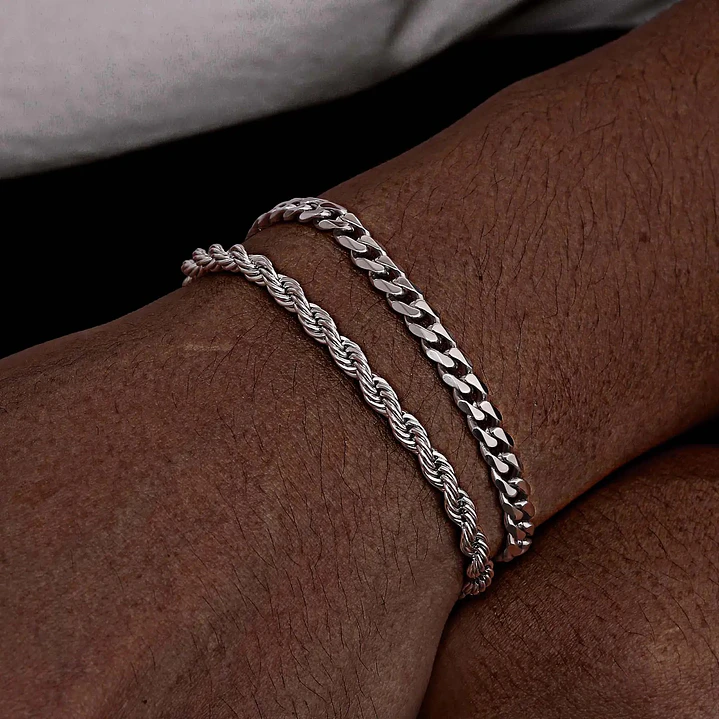Pack 2 Pulsera Hombre Turbillon + Cubana Acero Inoxidable 2