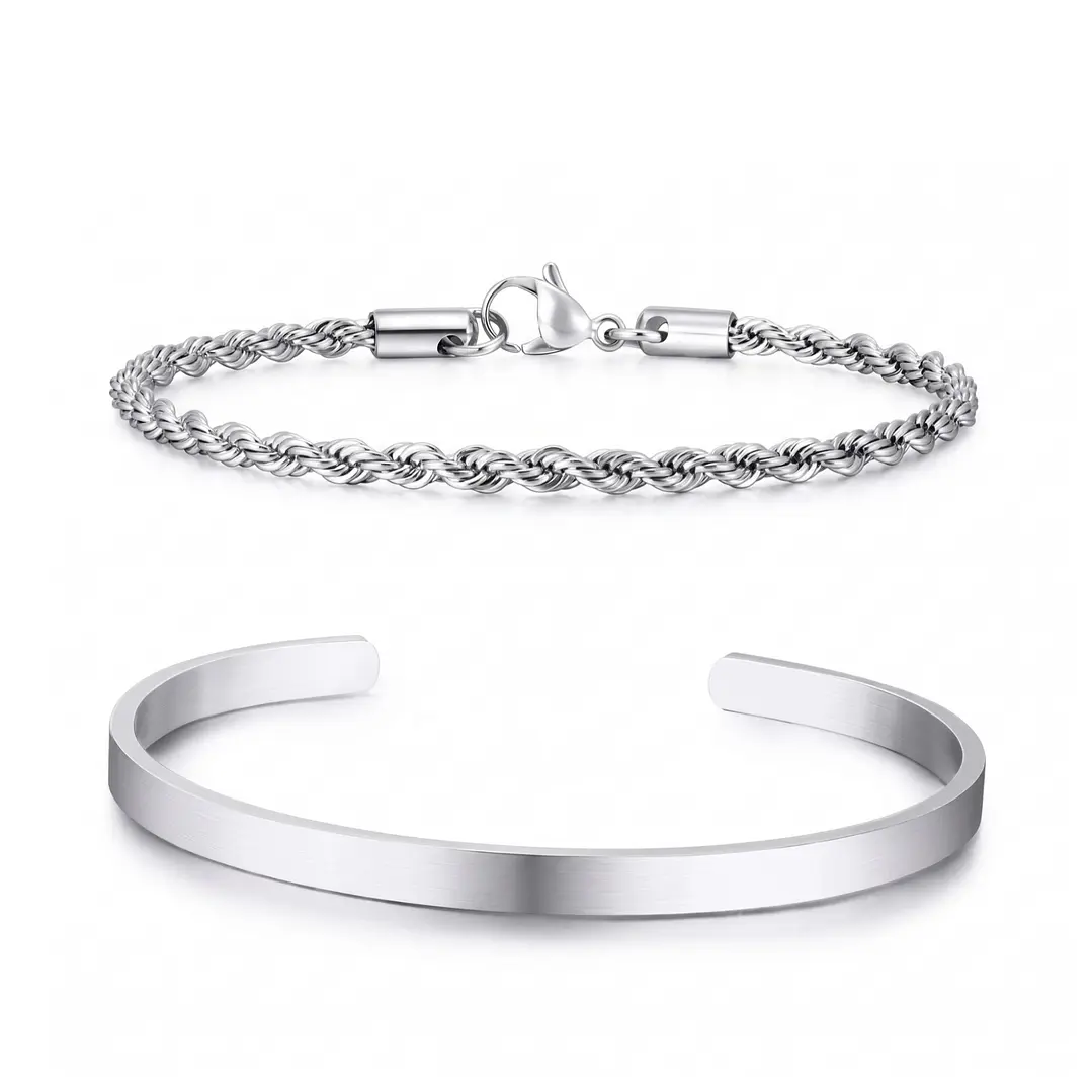 Pack 2 Pulsera Hombre Turbillon + Esclava Acero Inoxidable 1