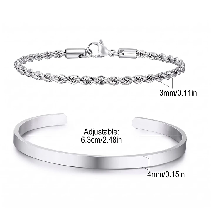 Pack 2 Pulsera Hombre Turbillon + Esclava Acero Inoxidable 4