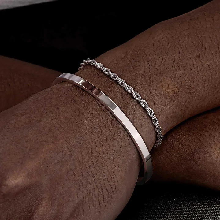 Pack 2 Pulsera Hombre Turbillon + Esclava Acero Inoxidable 3