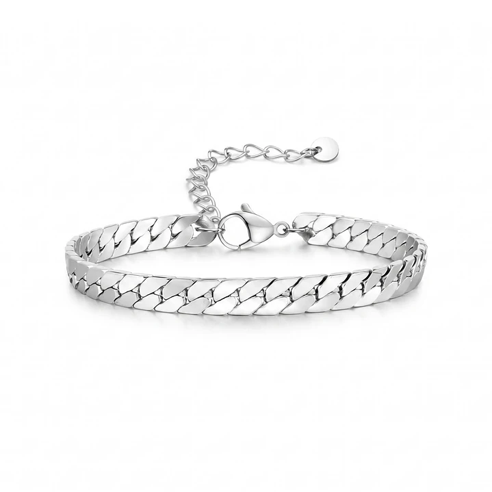 Pulsera Hombre Cubana Plana Acero Inoxidable 1