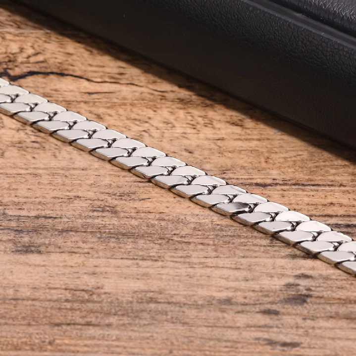 Pulsera Hombre Cubana Plana Acero Inoxidable 3