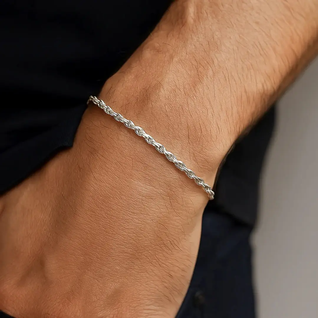 Pulsera Hombre Turbillon 3mm Plata 925 2