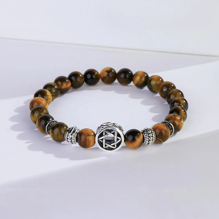 Pulsera Estrella de David Piedras Ojo de Tigre  3