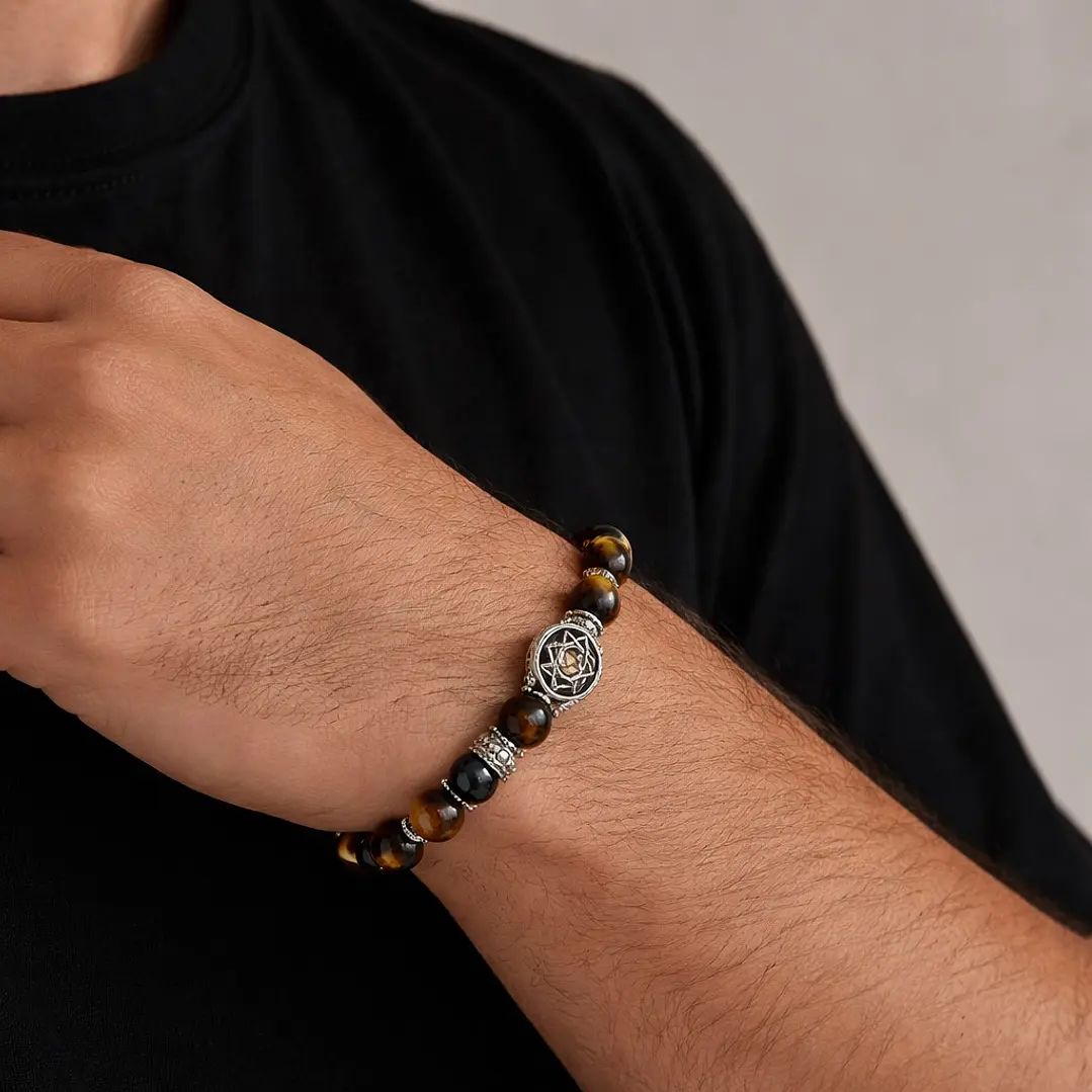 Pulsera Estrella de David Piedras Ojo de Tigre  2