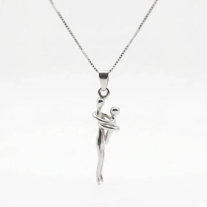 Collar Abrazo Eterno Mamá e Hijo Plata Ley 925  1