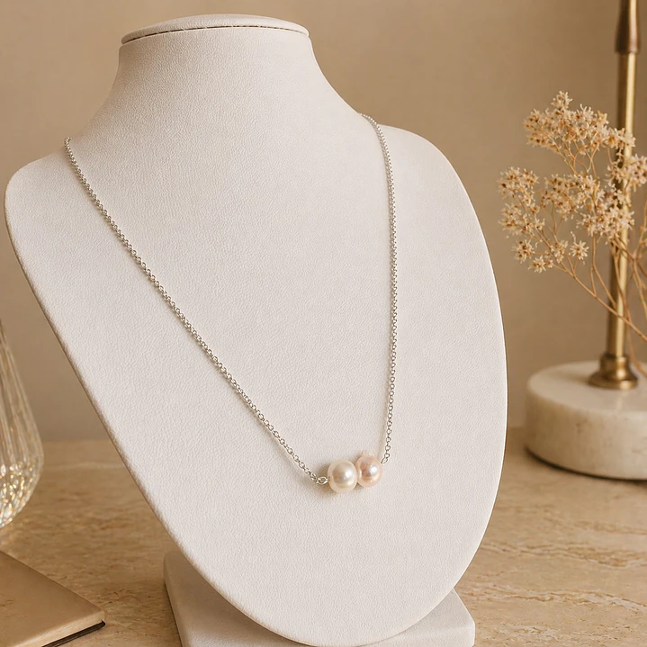 Conjunto Collar y Aros Plata 925 Con Perlas De Rio Naturales  5