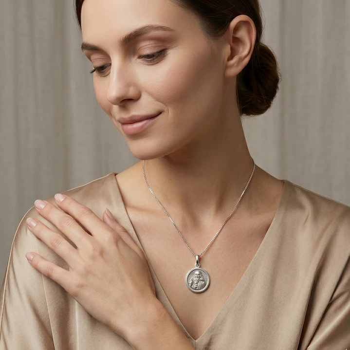 Collar San Benito Abad 15 mm Plata Ley 925  2