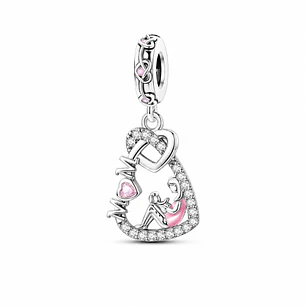 Charm Corazón Mamá con Bebecito Plata 925