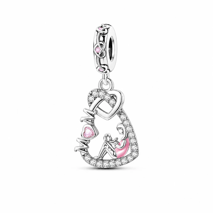 Charm Corazón Mamá con Bebecito Plata 925 1