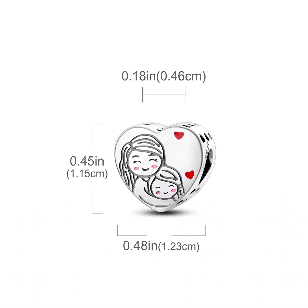 Charm Corazón Love Mom Plata 925 3