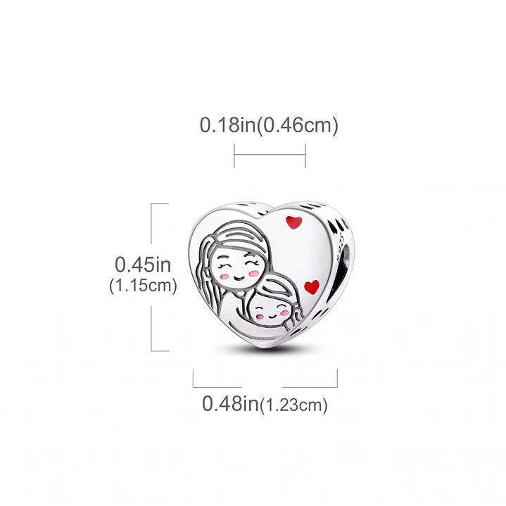 Charm Corazón Love Mom Plata 925 3