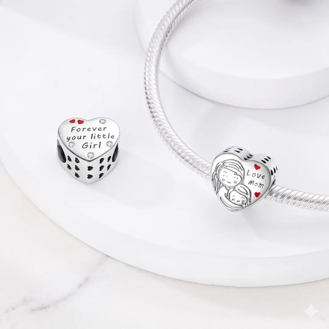 Charm Corazón Love Mom Plata 925 2