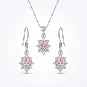 Conjunto Collar y Aros Lady Circón Plata Ley 925