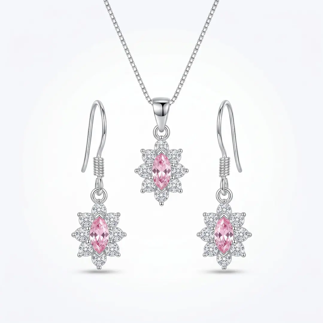 Conjunto Collar y Aros Lady Circón Plata Ley 925 1
