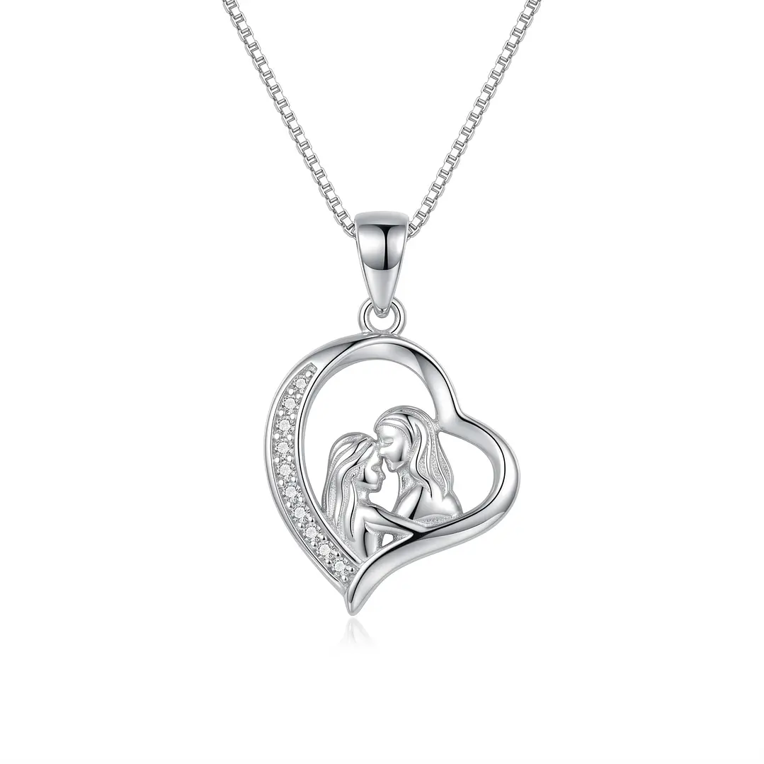 Collar Mama e hija Circón Plata Ley 925  1