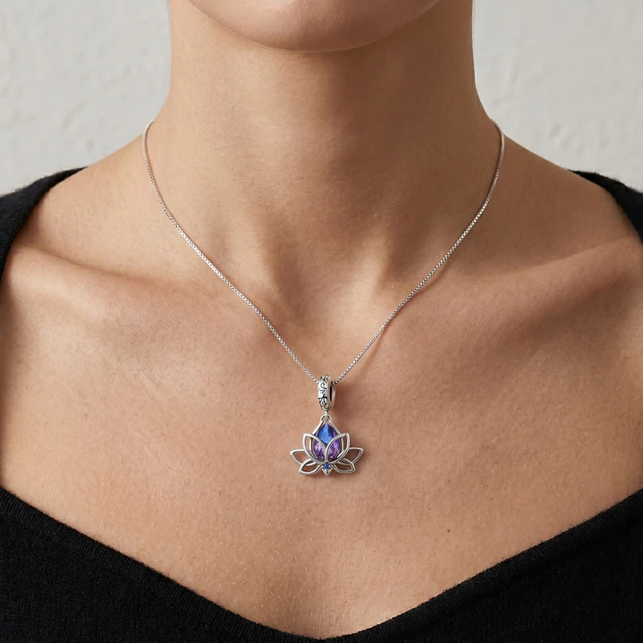 Charm Flor Morada en Plata 925  2