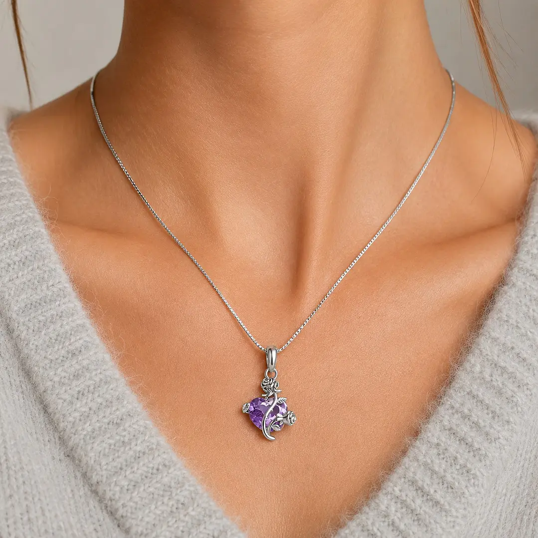 Charm Corazón Morado en Plata 925  2