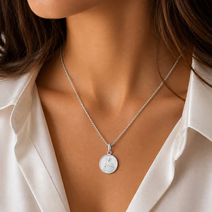 Collar Colgante Sagrado Corazón de Jesús 50cm en Plata 925 