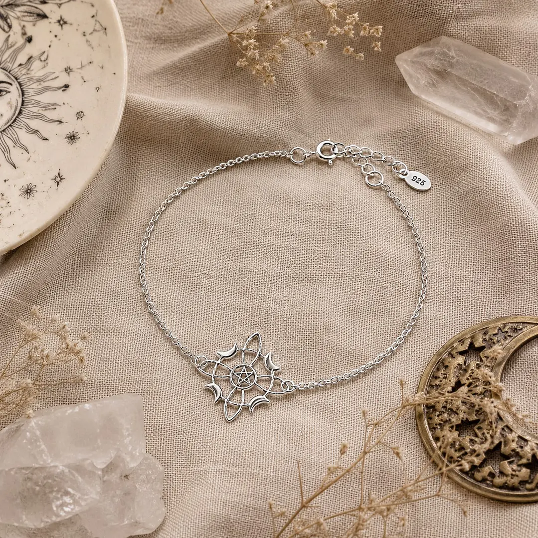 Pulsera Nudo de Bruja Luna Plata 925 3