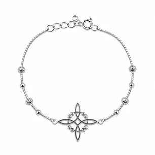 Pulsera Nudo de Bruja Bolitas Plata 925