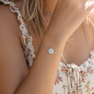 Pulsera Margarita Elegante Plata Ley 925