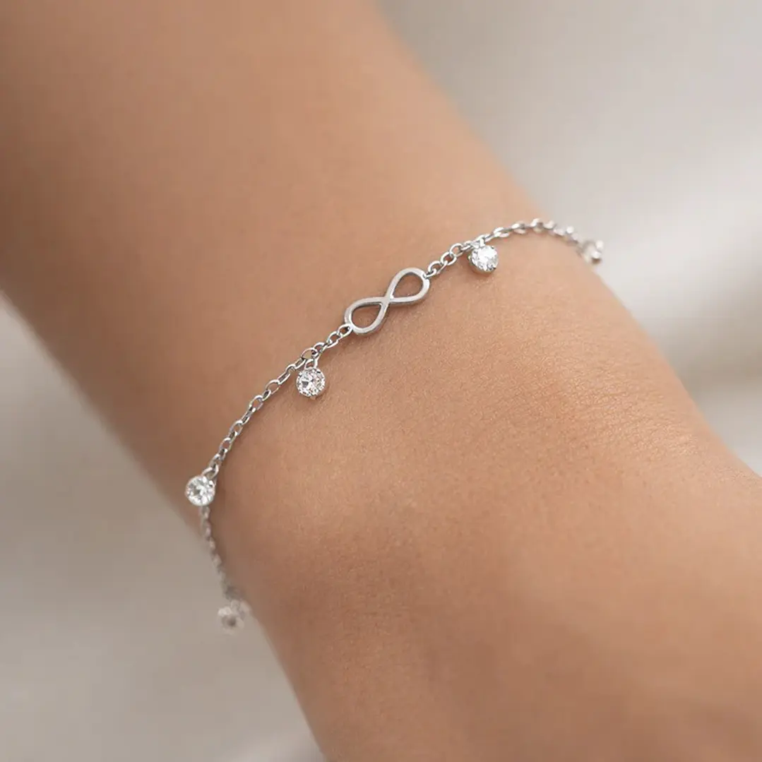 Pulsera Infinito Cristales Plata Ley 925 2