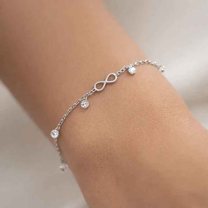 Pulsera Infinito Cristales Plata Ley 925 2